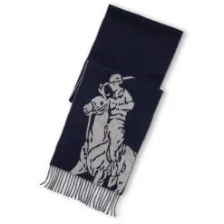Gloves-Scarves-Umbrellas*Polo Ralph Lauren Pony Wool Blend Scarf in Blue