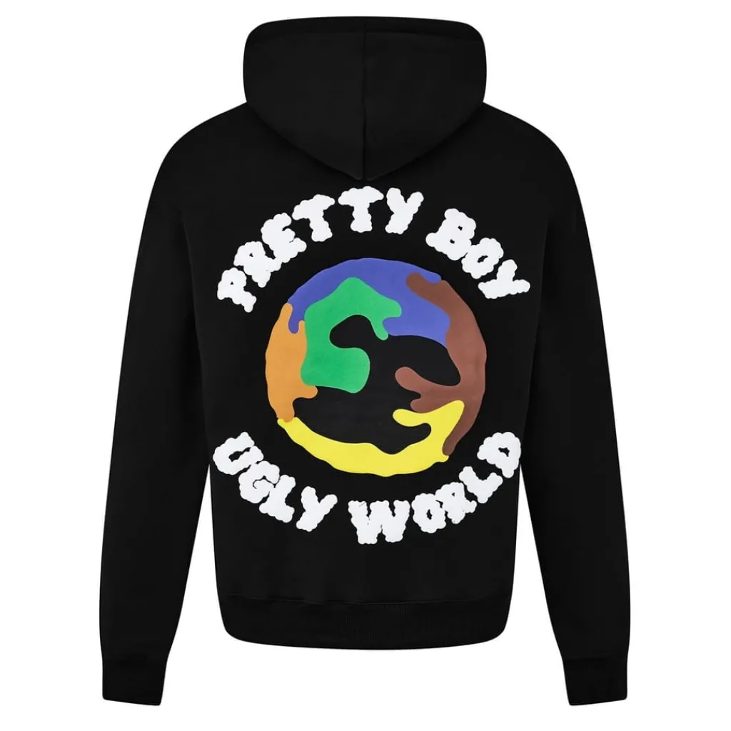 Hoodies*Pretty Boy Ugly World World Hoodie in Black
