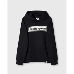 Hoodies*Pretty Green Lf Box Print Hoody Sn61 in Black