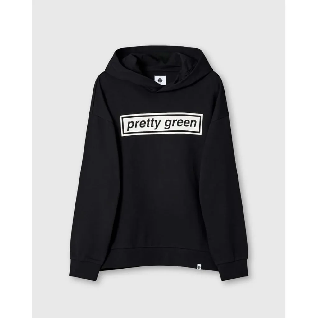 Hoodies*Pretty Green Lf Box Print Hoody Sn61 in Black