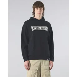 Hoodies*Pretty Green Lf Box Print Hoody Sn61 in Black