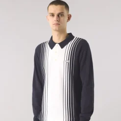 Knitwear*Pretty Green Regular Fit Long Sleeve Polo in Blue