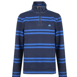 Polo Shirts*Raging Bull Stripe High Neck Relaxed Fit Sweatshirt in Blue
