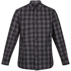 Shirts*Regatta Lance Organic Cotton Long Sleeve Shirt in Black Grey