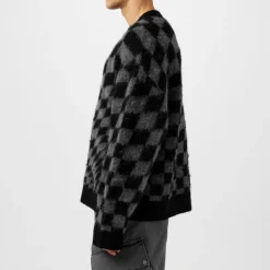 Knitwear*Represent X Belong Sleeve T-Shirtaff Checkerboard Knit Jumper in Grey