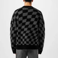 Knitwear*Represent X Belong Sleeve T-Shirtaff Checkerboard Knit Jumper in Grey