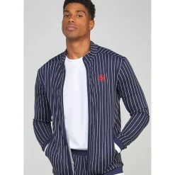 Tracksuits*SikSilk Pins Athletic Mock Neck Long Sleeve Top in Blue
