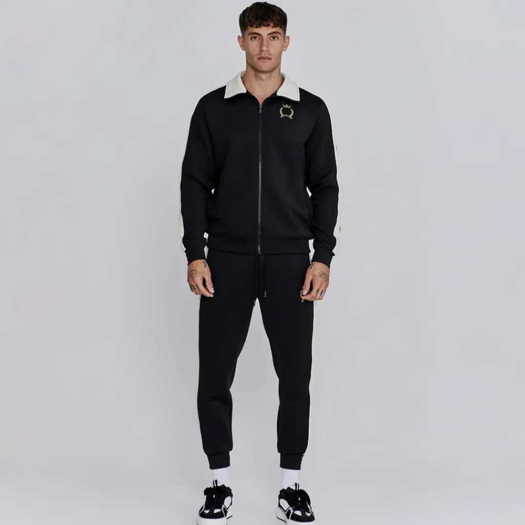 Tracksuits*SikSilk Regular Fit Crest Athletic Top in Black