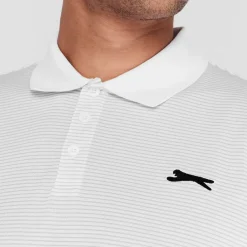 Polo Shirts*Slazenger Mens Micro Stripe Golf Polo Shirt in White