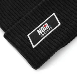 Caps-Hats*Societe Noir Noir Woven Patch Beanie in Black
