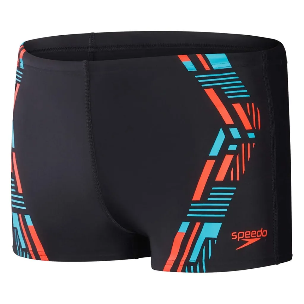 Fitness And Gym Shorts*Speedo Tech Print Aquashorts in black orange