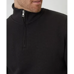 Sweatshirts*Threadbare 1/4 Zip Neck Regular Fit Sweatshirt in Black