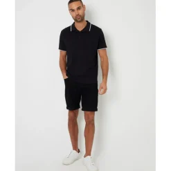 Polo Shirts*Threadbare Arnwick Regular Fit Short Sleeve Shirt in Black