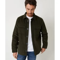 Coats And Jackets*Threadbare Cordline Ribbed Shirt Collar Overshirt in Green
