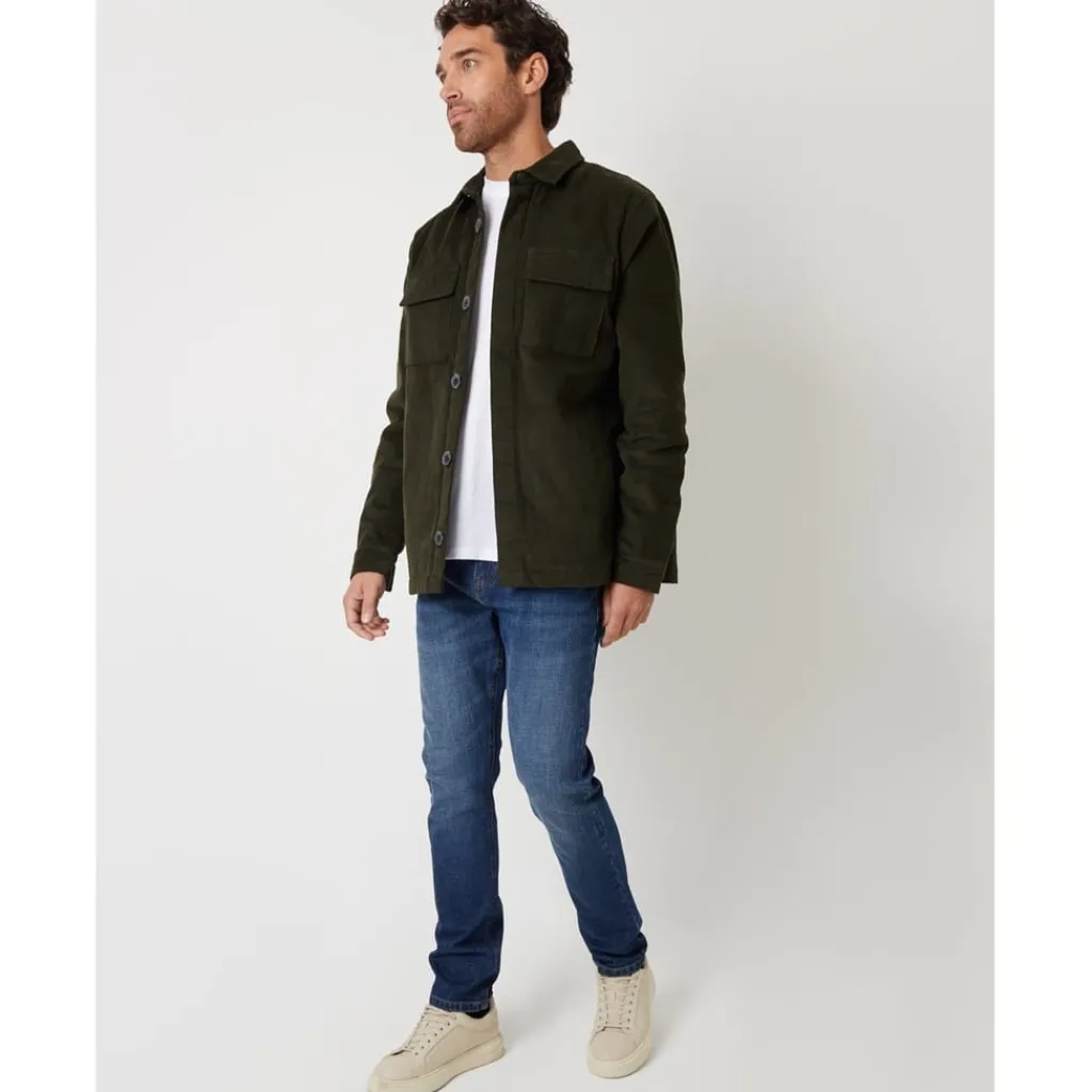 Coats And Jackets*Threadbare Cordline Ribbed Shirt Collar Overshirt in Green