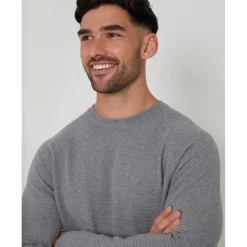 Knitwear*Threadbare Mowbray Regular Fit Crew Neck Sweater in Grey