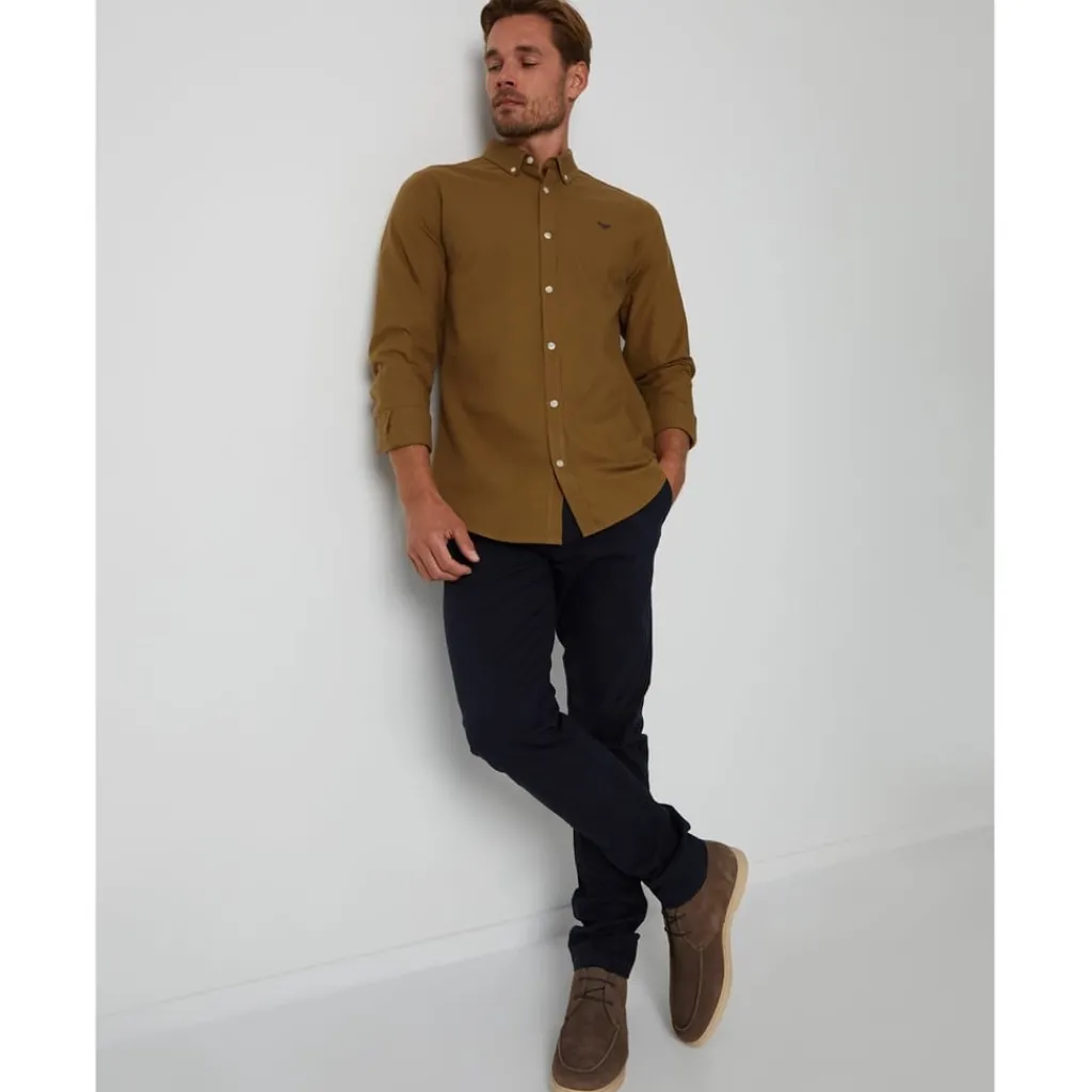 Shirts*Threadbare Oxford Regular Fit Long Sleeve Shirt in Neutral