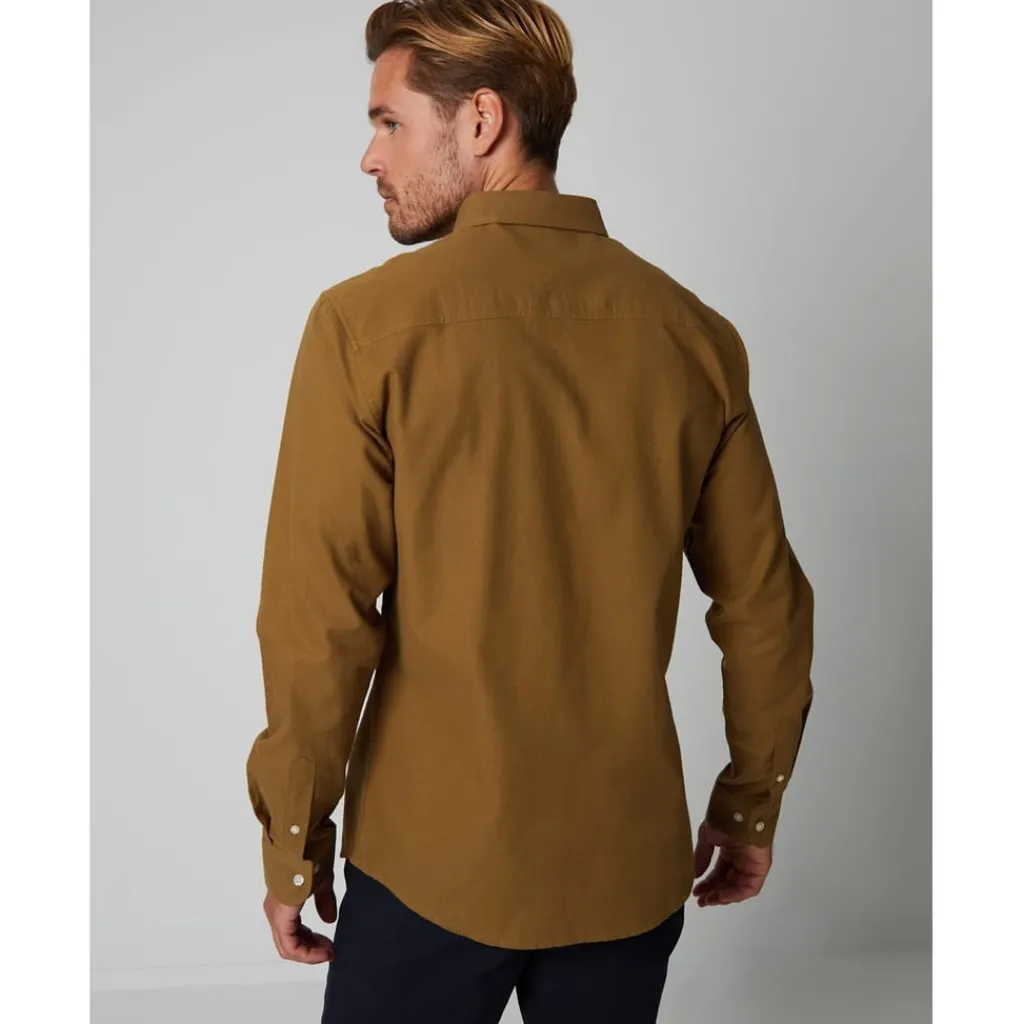 Shirts*Threadbare Oxford Regular Fit Long Sleeve Shirt in Neutral