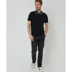 Polo Shirts*Threadbare Pinetwn Regular Fit Short Sleeve Shirt in Black