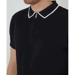 Polo Shirts*Threadbare Pinetwn Regular Fit Short Sleeve Shirt in Black