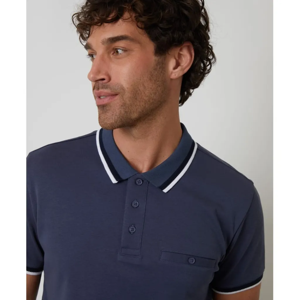 Polo Shirts*Threadbare Polo Donnegal in Blue