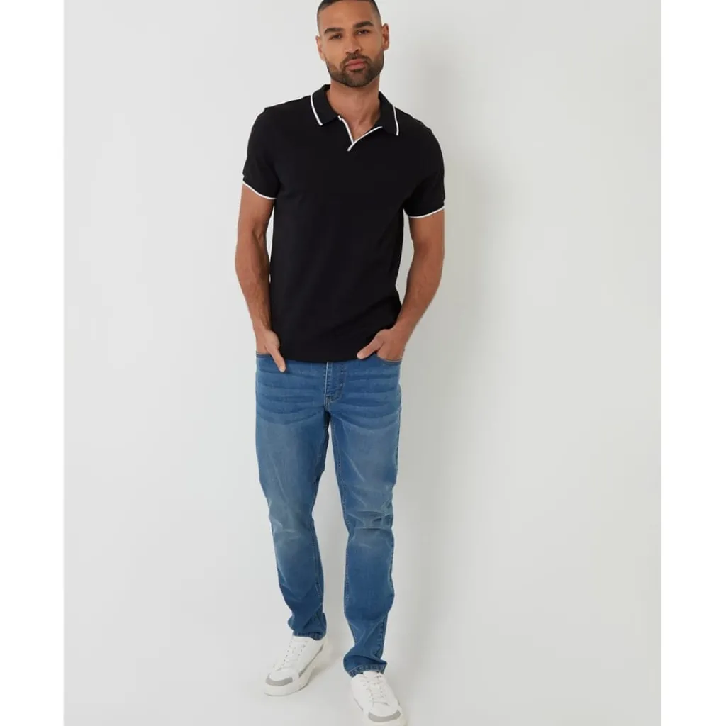 Polo Shirts*Threadbare Polo Marriage Regular Fit Short Sleeve Shirt in Black