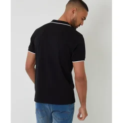 Polo Shirts*Threadbare Polo Marriage Regular Fit Short Sleeve Shirt in Black