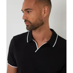 Polo Shirts*Threadbare Polo Marriage Regular Fit Short Sleeve Shirt in Black