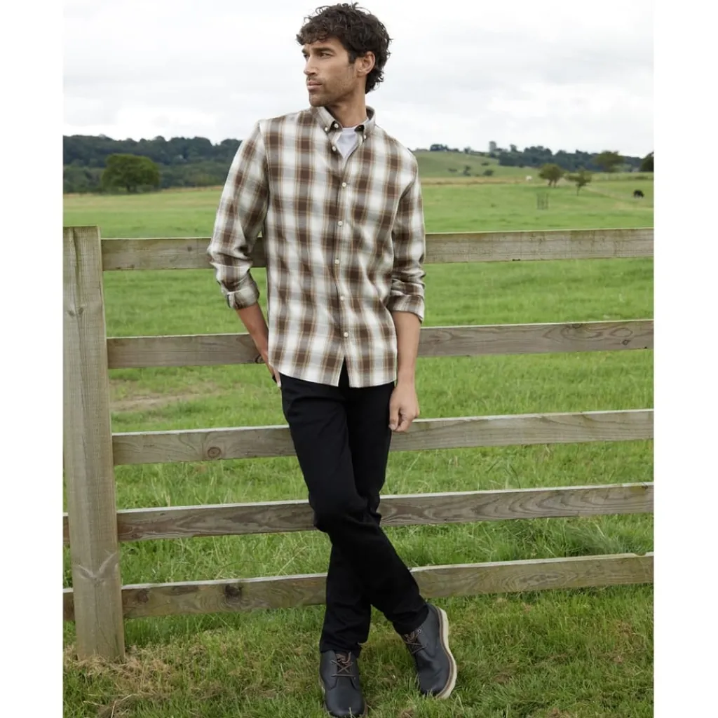 Shirts*Threadbare Regular Fit Long Sleeve Shirt in Brown