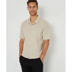 Shirts*Threadbare Regular Fit Short Sleeve Shirt in Beige