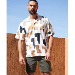Shirts*Threadbare Relaxed Fit Short Sleeve Shirt in White