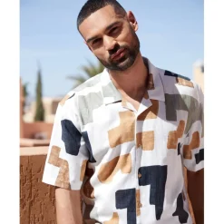 Shirts*Threadbare Relaxed Fit Short Sleeve Shirt in White