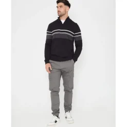 Knitwear*Threadbare Zip Neck Regular Fit Sweater in Black