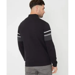 Knitwear*Threadbare Zip Neck Regular Fit Sweater in Black