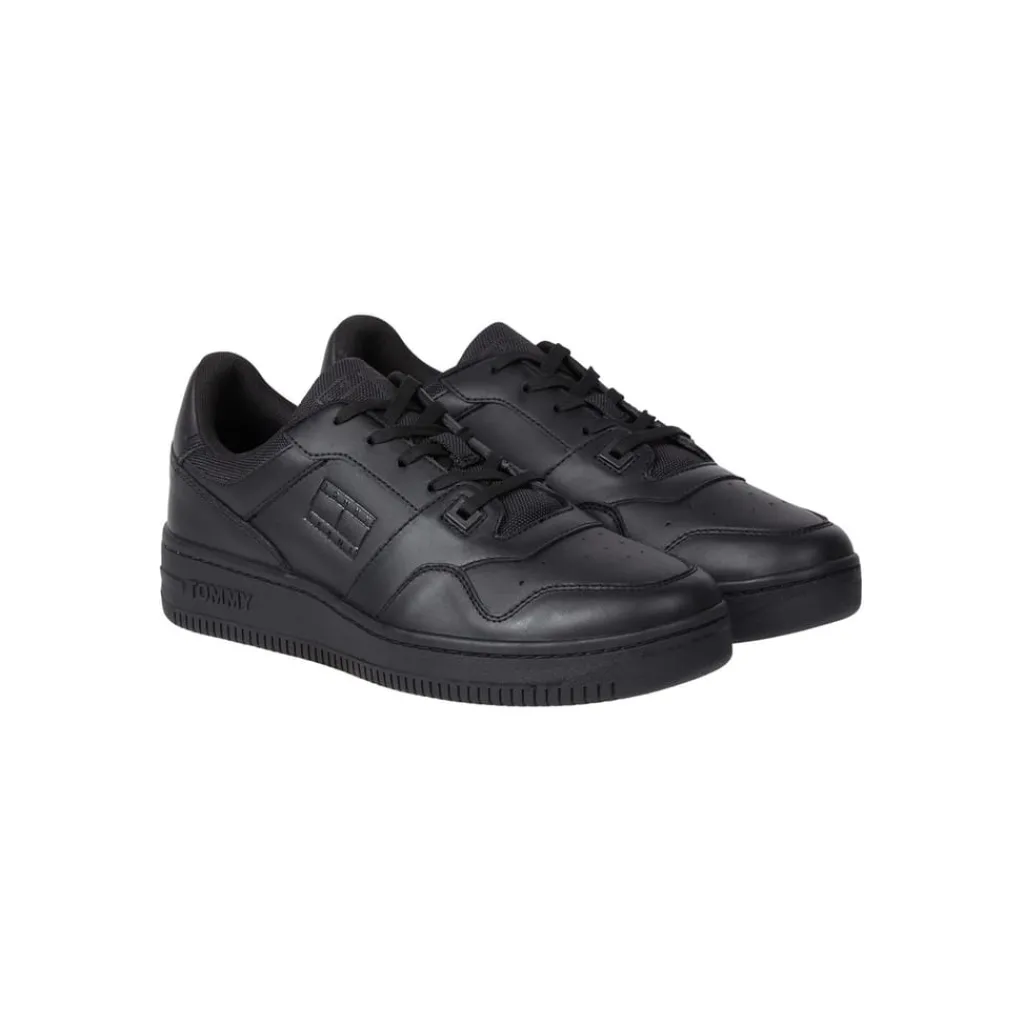 Trainers*Tommy Jeans Leather Basket Trainers in Black