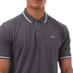 Polo Shirts*Tommy Jeans Regular Fit Tipped Polo Shirt in Grey