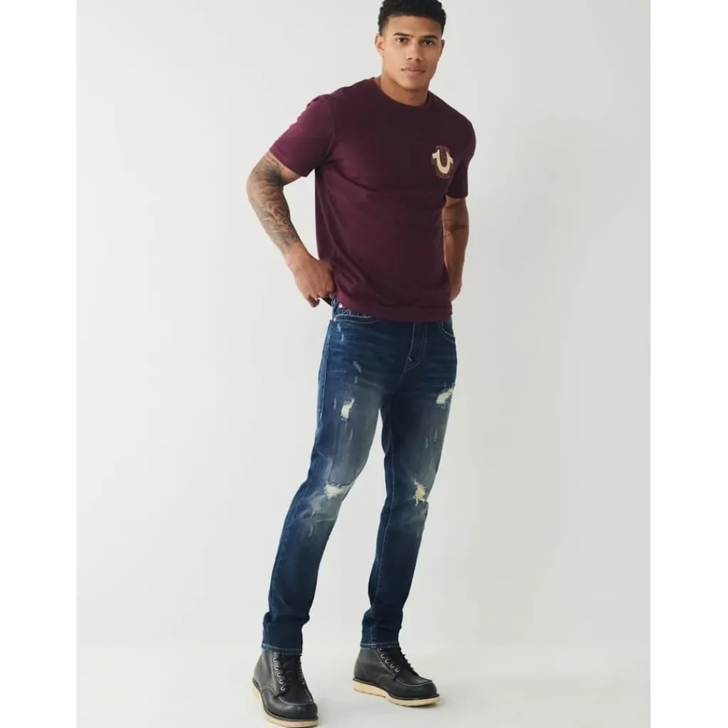 Jeans*True Religion Distressed Skinny Jeans in Blue