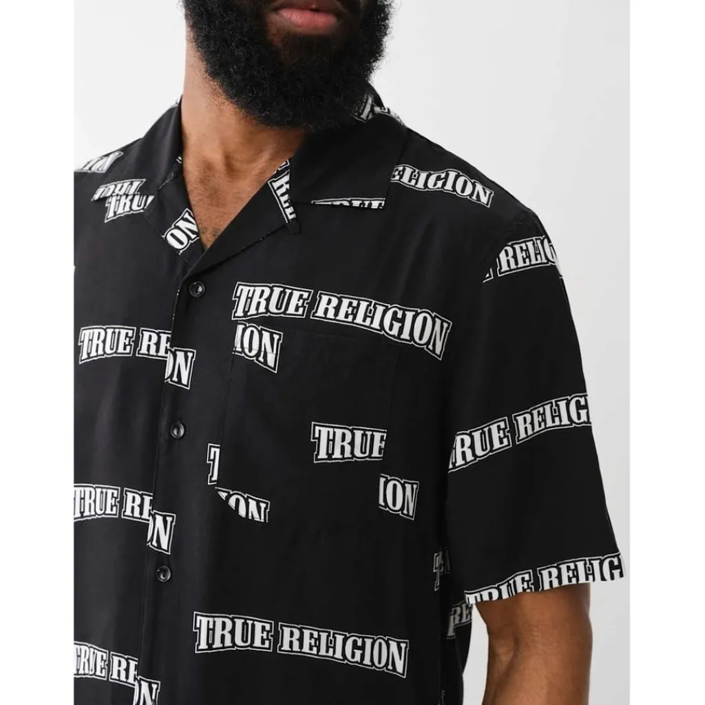 Shirts*True Religion Regular Fit Lettering Casual Shirt in Black