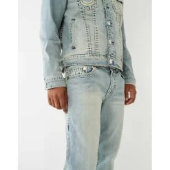 Jeans*True Religion Ricky Straight Fit Five Pocket Jeans in Blue