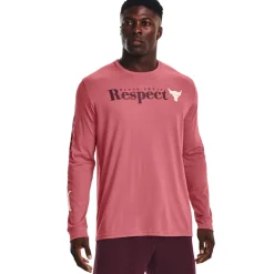 Fitness And Gym Tops*Under Armour Mens Armour Ua Pjt Rock Respect Ls Gym Top in Pink