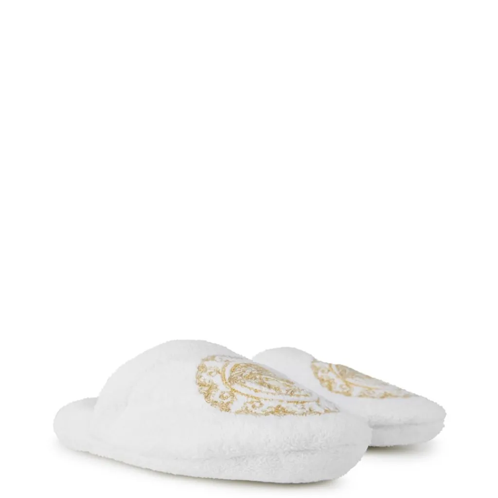 Slippers*Versace Home Medusa Mules Flatform Slippers in White