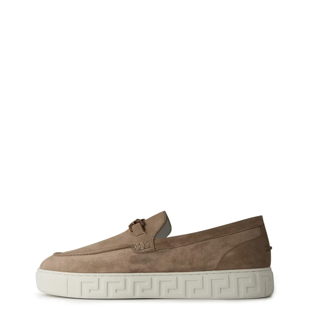 Shoes*Versace Suede Medusa Loafers in Beige