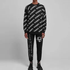 Knitwear*VETEMENTS All Over Logo Crew Neck Jumper in Black