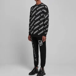 Knitwear*VETEMENTS All Over Logo Crew Neck Jumper in Black