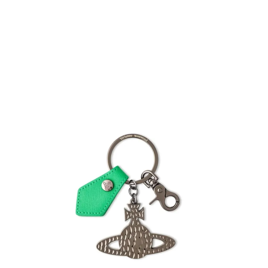 Assorted*Vivienne Westwood Hammered 3d Orb Keyring in Green