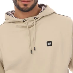 Sweatshirts*Weekend Offender Mens Justify Check Trim Hoody in Stone