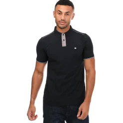 Polo Shirts*Weekend Offender Mens Teresina Check Trim Polo Shirt in Navy