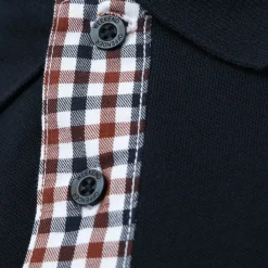 Polo Shirts*Weekend Offender Mens Teresina Check Trim Polo Shirt in Navy