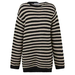 Knitwear*Yohji Yamamoto Striped Asymmetric Neck Jumper in Black