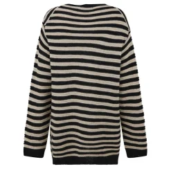 Knitwear*Yohji Yamamoto Striped Asymmetric Neck Jumper in Black